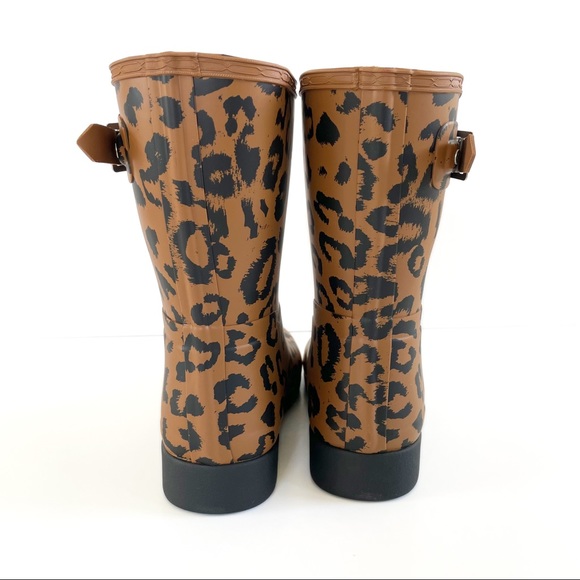 Hunter Original Leopard Print Refined Short Rain Boots in Size 10 - Picture 6 of 16